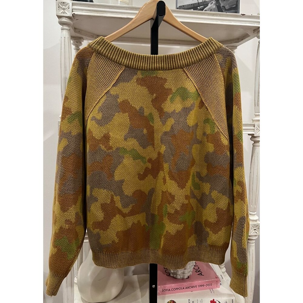 Free People $298 Camo Rose Pullover Size XS Knit Embroidered Sweater - Picture 7 of 7